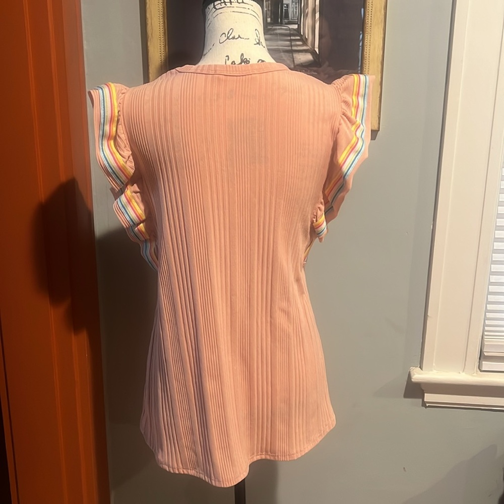 Raw Edge Ruffled & Ribbed Rainbow Tank (Medium) - Picture 6 of 9